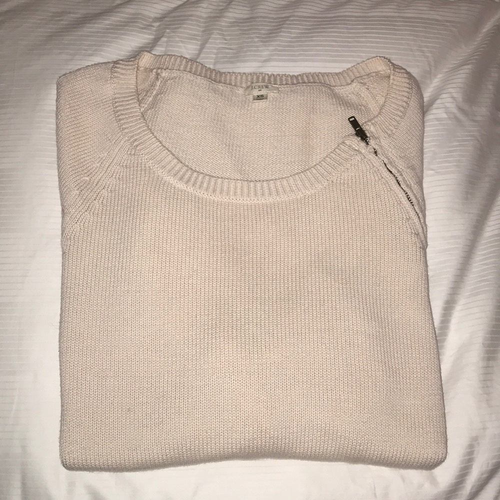 J. Crew Cream Sweater with Zipper Detailing